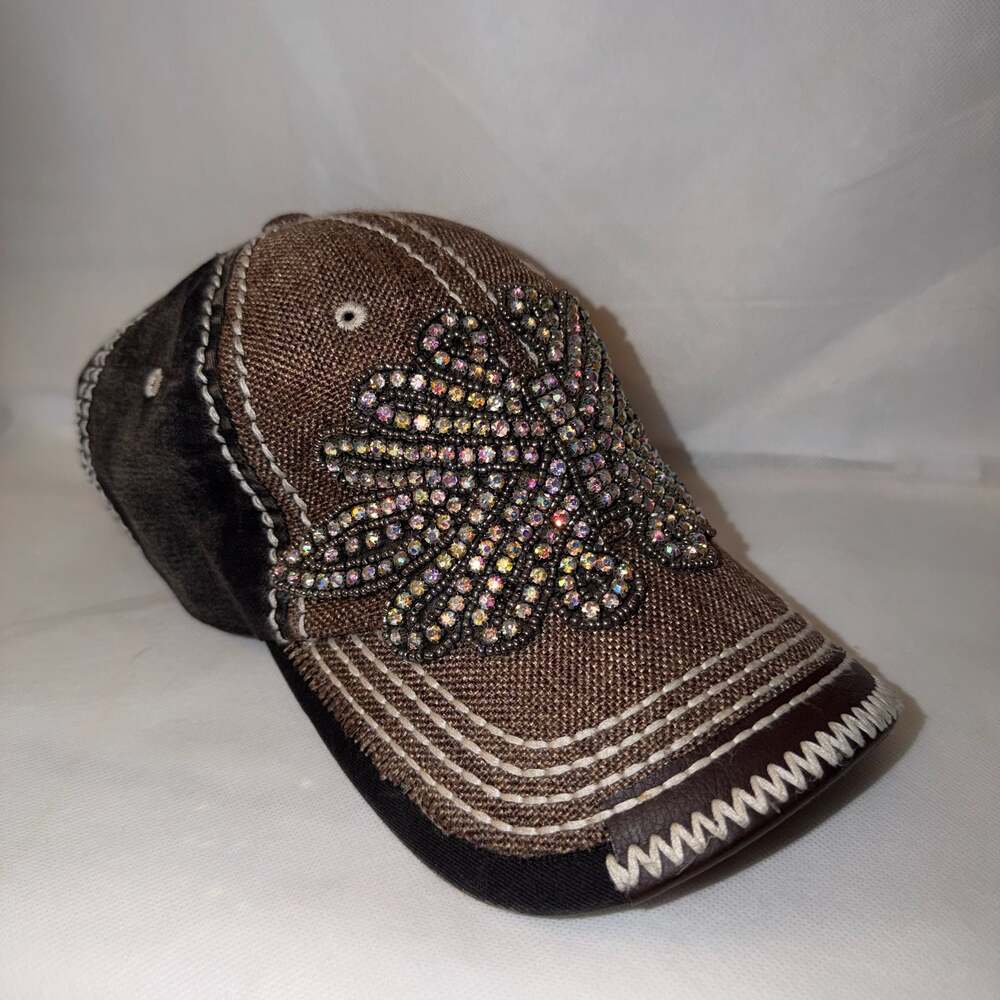 Olive & Pique Distressed Rhinestone Butterfly Embellished Baseball Cap - Picture 2 of 4